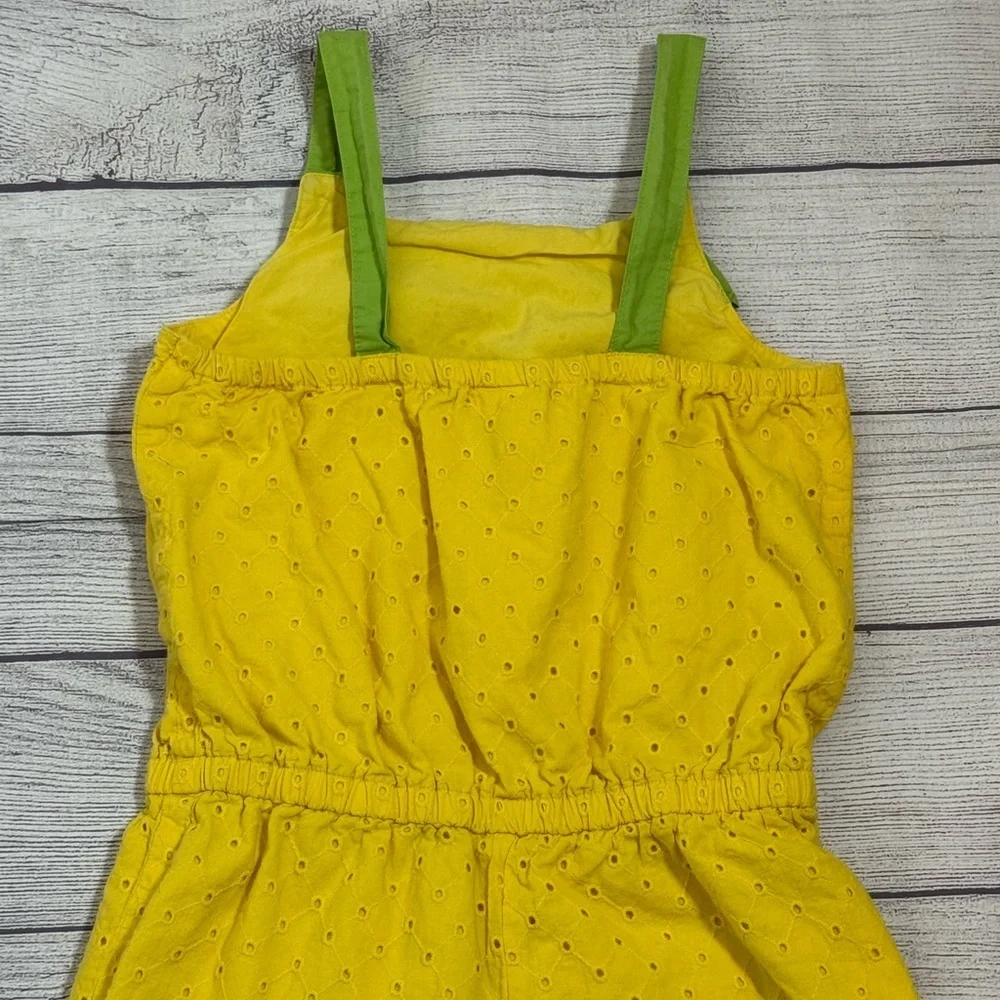 Gymboree Girls Yellow Eyelet Romper Size 8 Cotton Summer Outfit